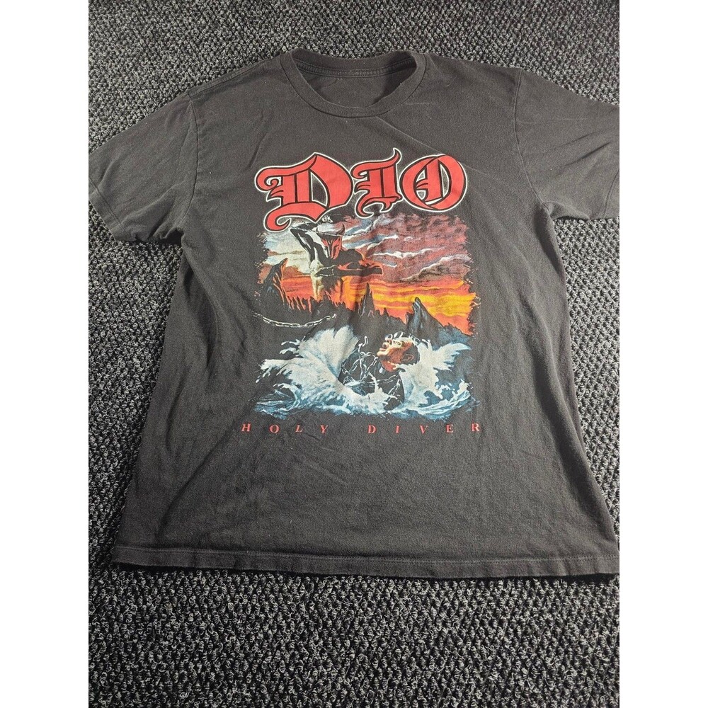 Dio Holy Diver Band T-Shirt Black Heavy Metal Rock Graphic Tee Size L No Tag